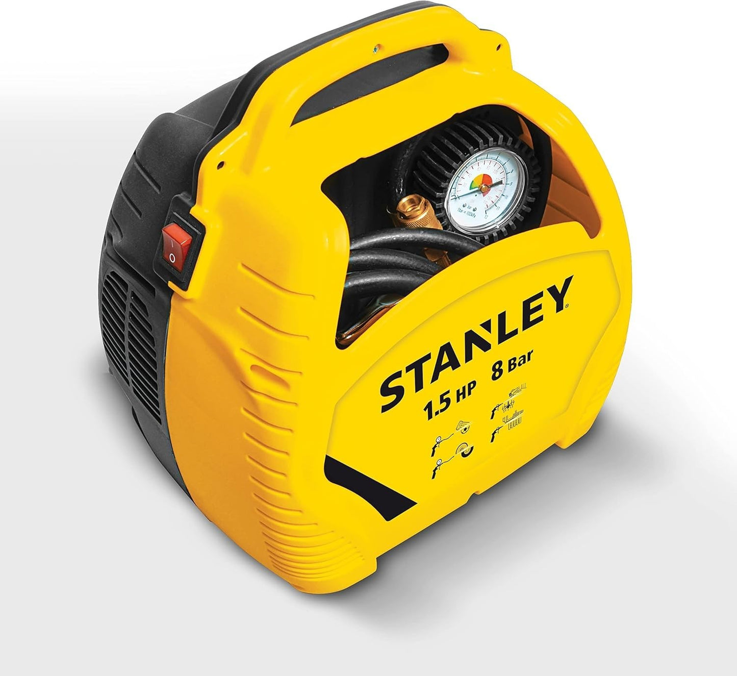 Stanley Compressore Aria Portatile 8 Bar Compressore Senza Olio con manometro