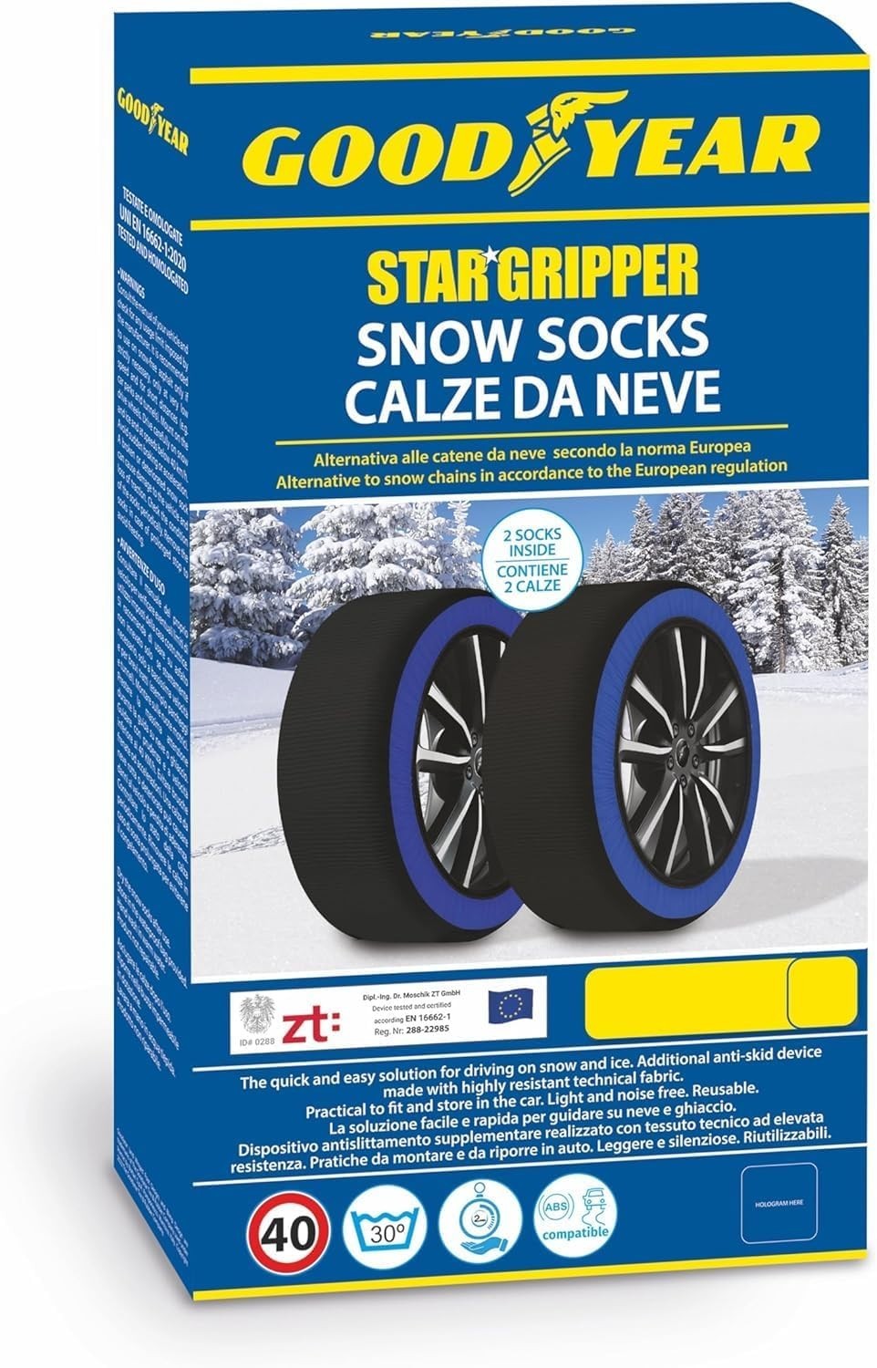 Goodyear Calze da Neve Star Gripper Omologate Italia EN 16662-1:2020 Due Catene