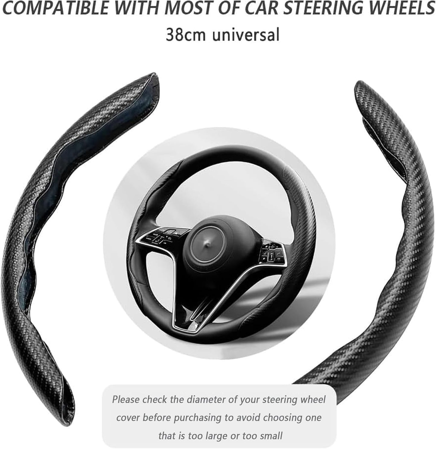 Fibra di Carbonio Coprivolante Auto, Sicuro e Antiscivolo Accessori Auto