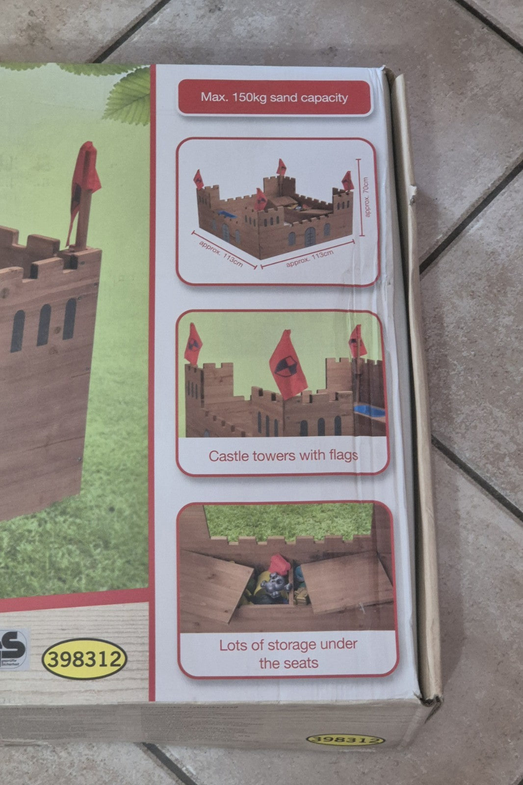 Sabbiera CASTELLO DEL CAVALIERE PLAYTIVE In legno 113x113cm 