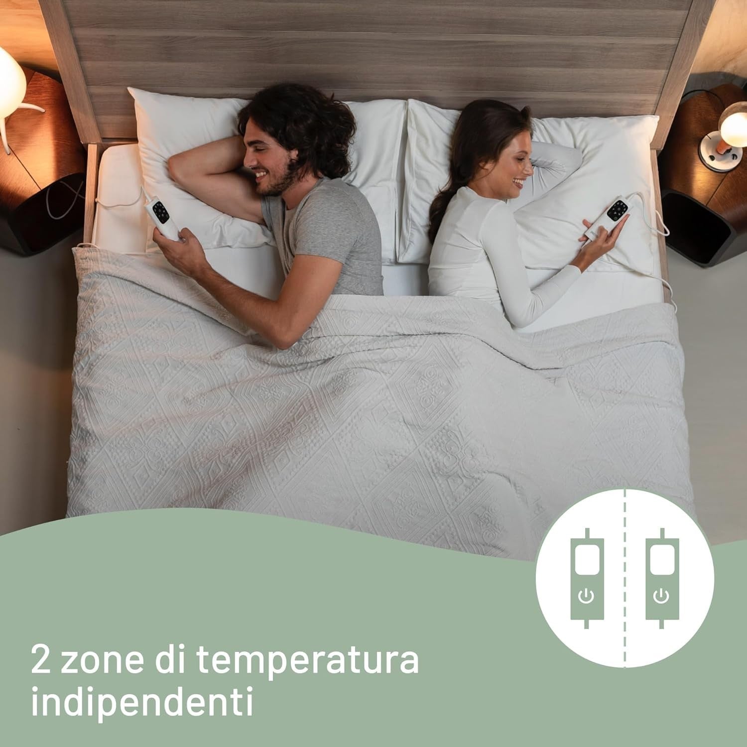 Imetec Scaldasonno Adapto Recreo, Matrimoniale 150 x 160 cm Riscaldamento Rapido