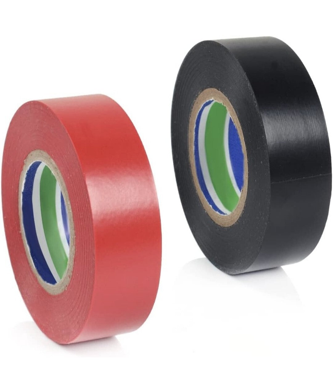 EBZ Nastri elettrici Set da 4 pezzi (2 nastri neri; 2 nastri Rossi) 18mm X 20m