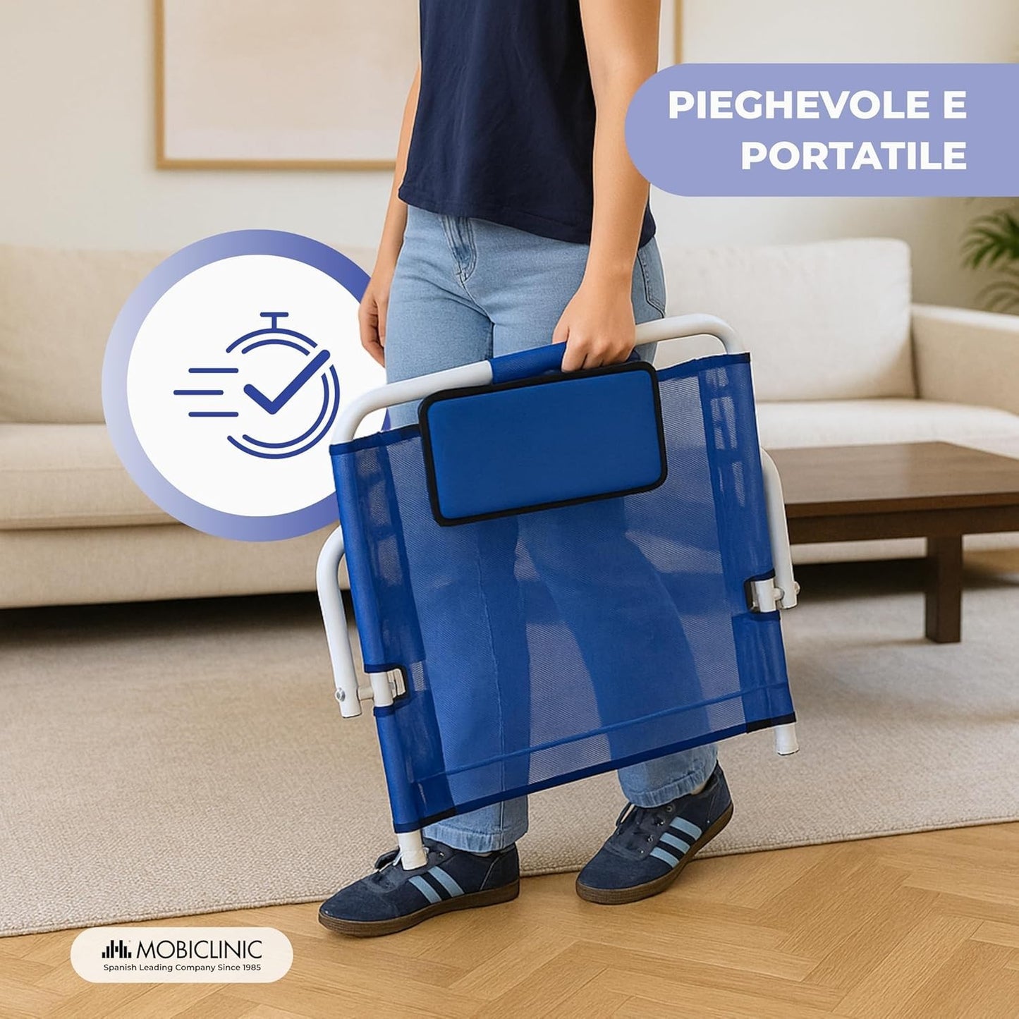 Mobiclinic, Schienale Regolabile, 5 Livelli di Inclinazione, Cuscino Imbottito