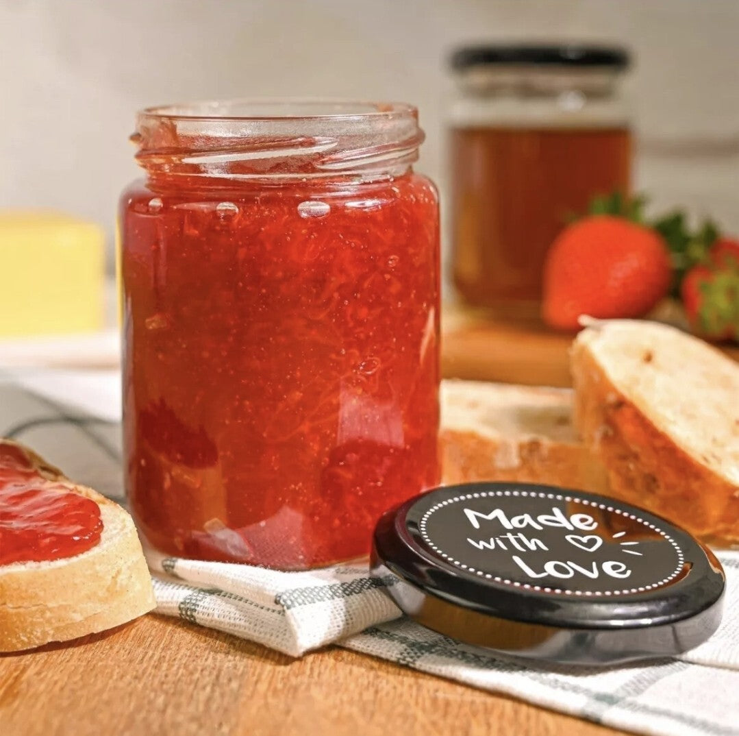 Praknu 25 Vasetti di Vetro per Conserve da 230ml - Con Etichette e Pennarello