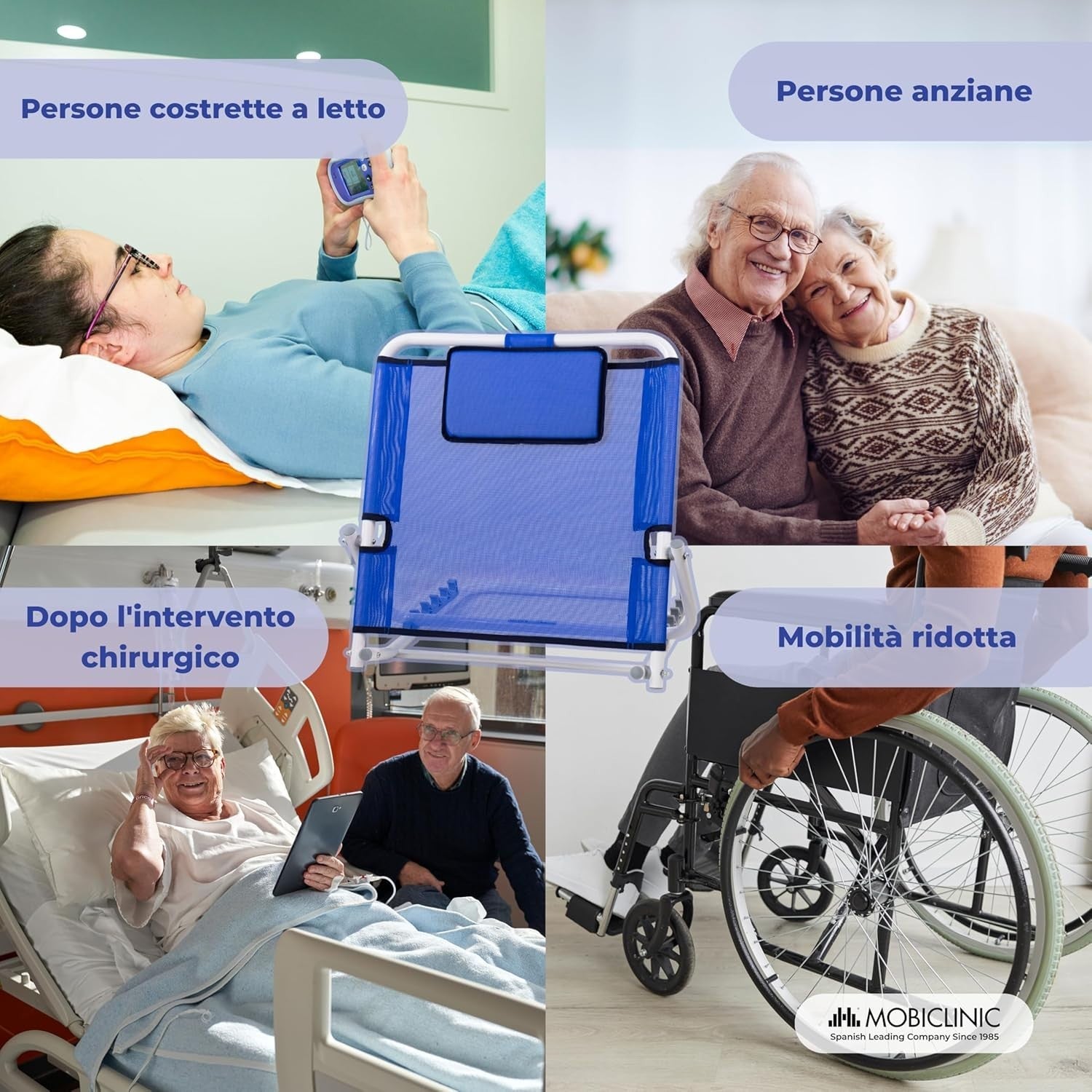 Mobiclinic, Schienale Regolabile, 5 Livelli di Inclinazione, Cuscino Imbottito
