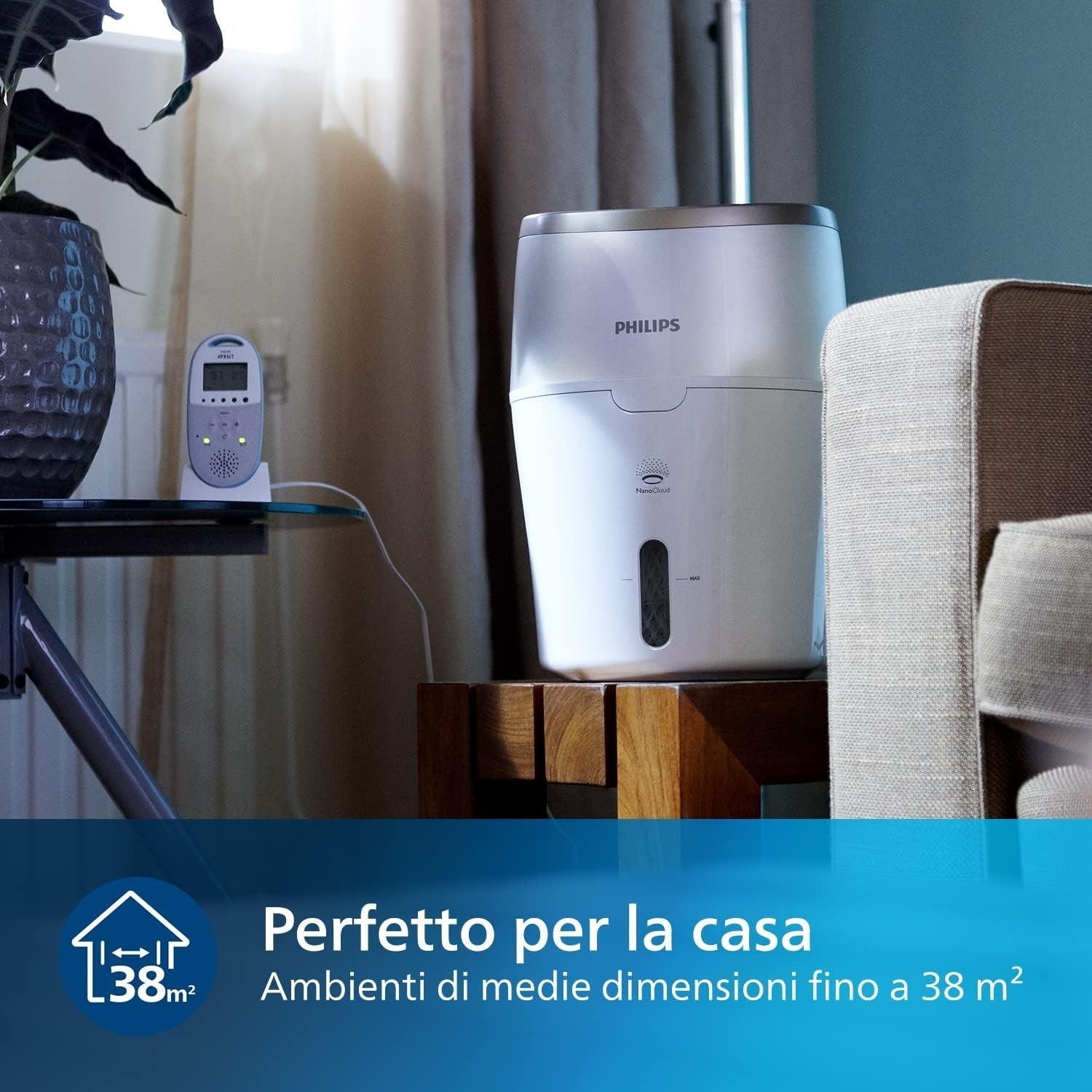 Umidificatore d'aria Philips serie 2000 - Umidificatore per ambienti 38 m², 2L
