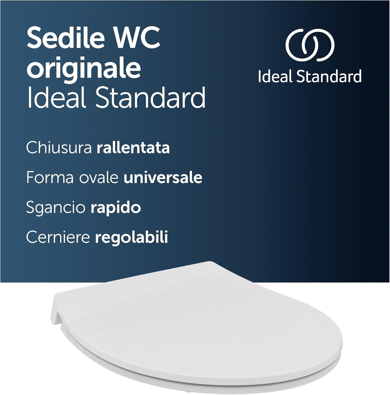 Ideal Standard Tirso Sedile WC, forma ovale universale, Sedile a chiusura rallen