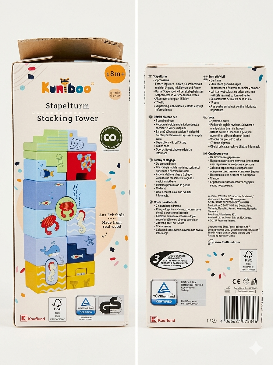 Stapelturm Kuniboo – Torre Impilabile in Legno (17 pezzi)