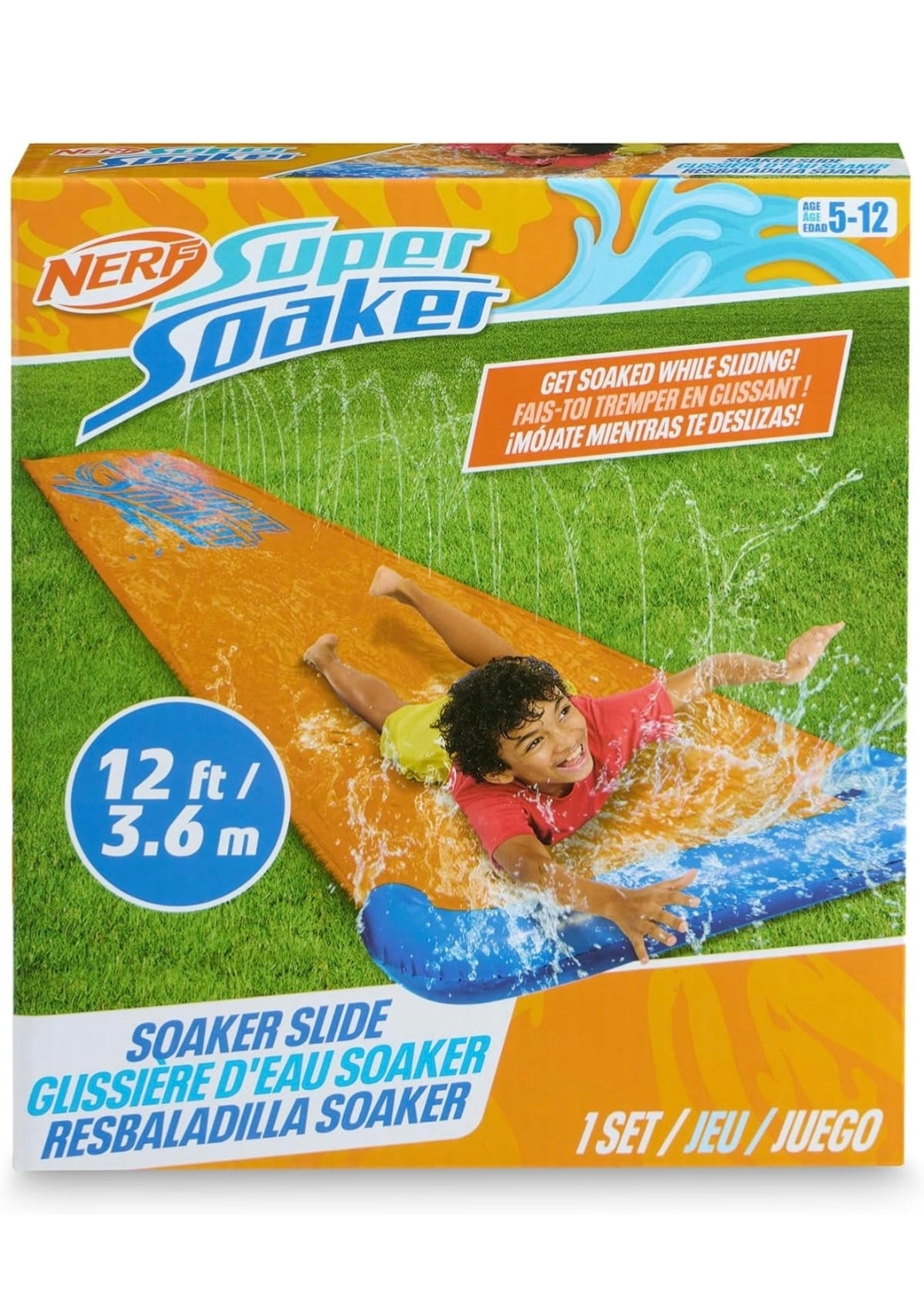 NERF Super Soaker Blast Water Slide - Scivolo d'acqua per bambini da 12 piedi per divertimento estivo all'aperto