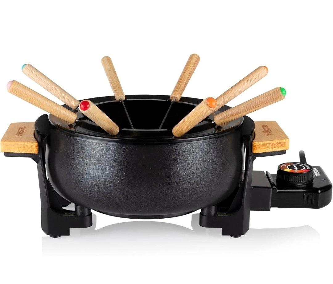 Tristar macchina per Fonduta, bourguignonne, 1000 W, 1,5 L Nero e bamboo