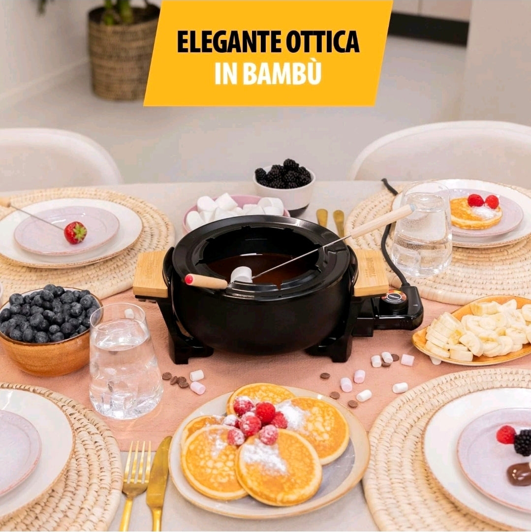 Tristar macchina per Fonduta, bourguignonne, 1000 W, 1,5 L Nero e bamboo
