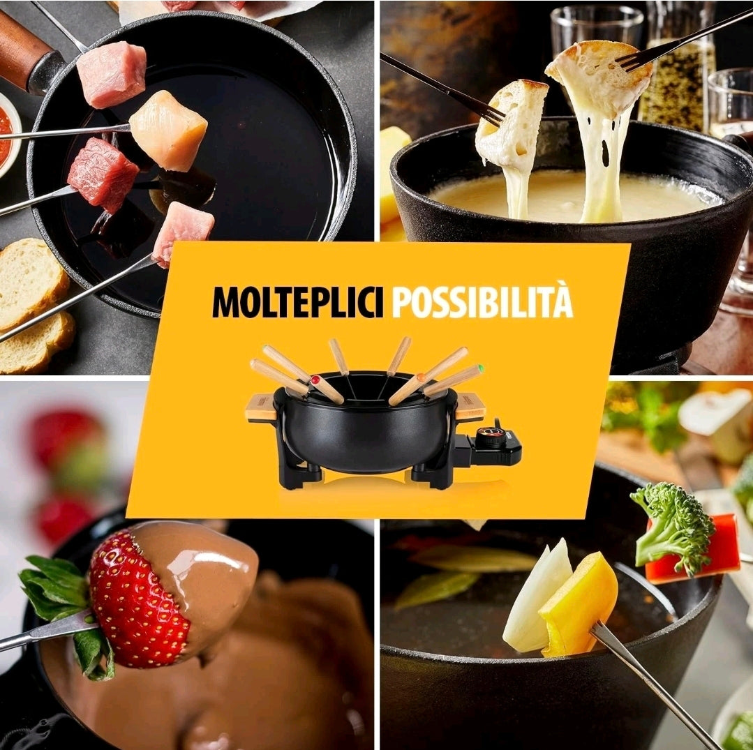 Tristar macchina per Fonduta, bourguignonne, 1000 W, 1,5 L Nero e bamboo