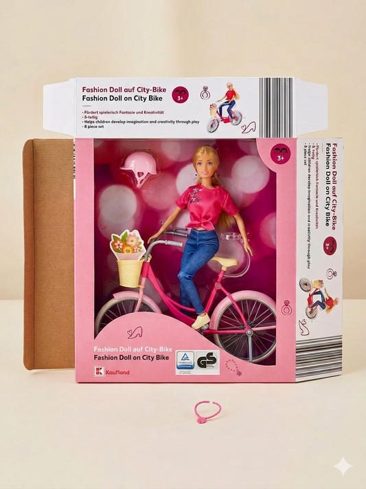 Fashion Doll Jolie su City-Bike - Set 8 Pezzi