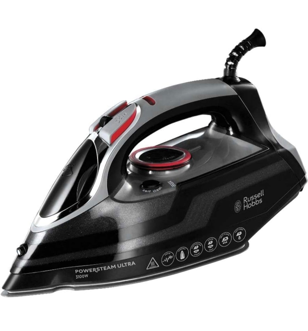 Russell Hobbs Ferro da Stiro a Vapore [3100W, 210 g/min Boost di Vapore Extra, 70 g/min di Vapore] Serbatoio da 350 ml, Ceramica, Autopulizia e Funzione Spray, Anticalcare, Anti-goccia 20630-56